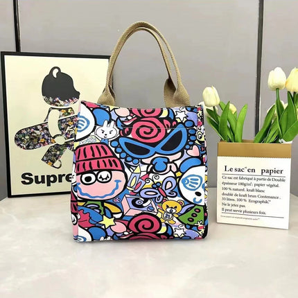 Summer new fashion handbag large capacity cartoon animation printing shoulder bag office workers lunch box bag wholesale