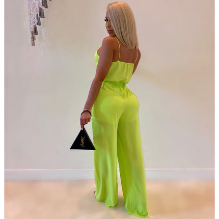 Z031 European and American Sexy Women's Clothing Amazon Independent Site Loose Casual Solid Color V-Neck Women's Jumpsuit