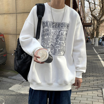 Sweatshirt Men's Spring and Autumn Loose Thin Round Neck Long Sleeve Hong Kong Style Trendy Brand Boys Couple's Casual Pullover Zhongshan Jacket