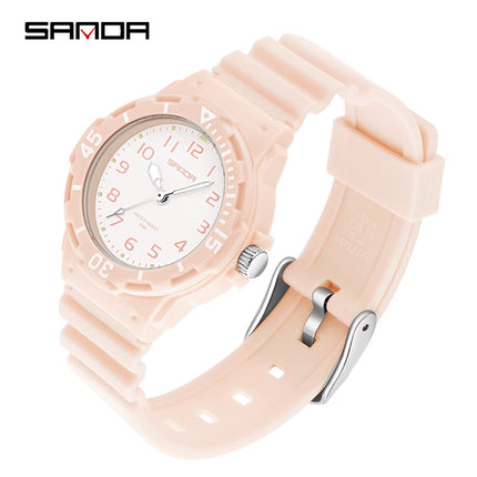 Sanda Watch Fashion All-match Small Fresh Men's and Women's Couple Watch Middle School Students' Simple Waterproof Luminous Quartz Watch