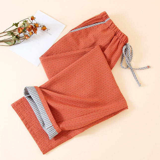 2025 New Pure Cotton Jacquard Couple Style Home Pants Spring, Autumn and Winter Pajamas Are Breathable, Comfortable and Can Be Worn Outside and Can Be Shipped on Behalf of Others