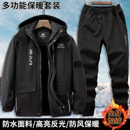 Autumn and winter velvet labor protection overalls camouflage suit men's thickened wear-resistant cold-proof warm leisure overcoat