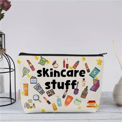 Cross-border Hot Selling Printed Canvas Cosmetic Bag Women Clutch Bag Student Zipper Pencil Case Wholesale Large Capacity Storage Bag