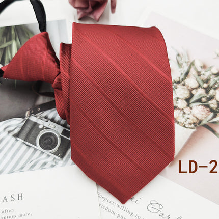 Factory In-Stock Zipper Tie Men's Formal Business 8cm Lazy Tie Red Black Striped Workplace Striped Tie