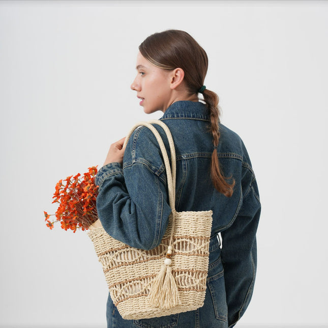 Straw Basket Tote Bag / Sac Panier Paille Glands