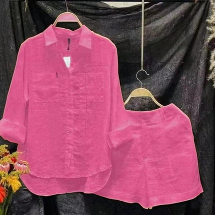 2025 Cross-Border Southeast Asian Summer Fashion Shirt Set Loose Slimming Look Casual Comfortable Two-Piece Set Wholesale