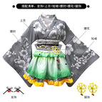 Gray [hair accessories + top + skirt + girdle + waist flower + leg accessories] / One size fits all