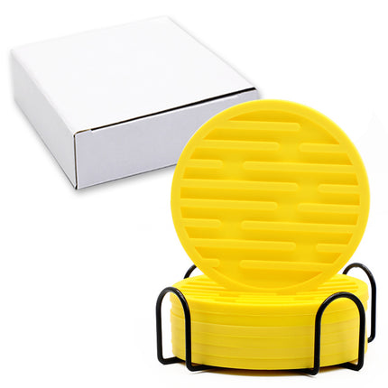 Silicone Coaster 10cm Round Heat Insulation Mat Marble Coffee Coaster Mat Anti-Perm Mat Set Storage Striped Drain