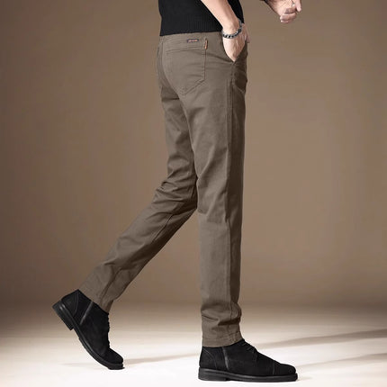 2026 New Summer Thin Trendy Slim-Fit Business Trousers for Men, High-End Pure Cotton Stretch Straight-Leg Casual Pants
