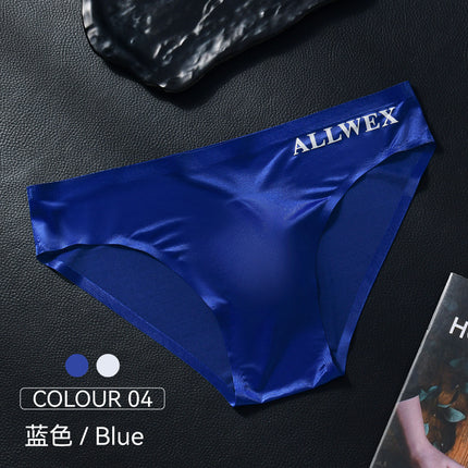 Foreign Trade Low-Waisted Lightweight Briefs Underwear Summer Transparent Letter-Covered Sports Ice Silk Sexy Men's Egg-Covered Breathable