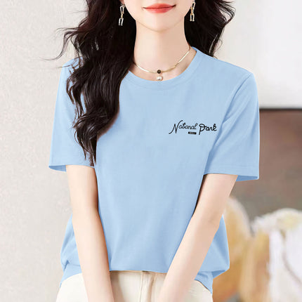 pea green Cotton Short-sleeved T-shirt Women's Colorful Multi-color Optional Summer New All-match Age-reducing Western-style Loose Top
