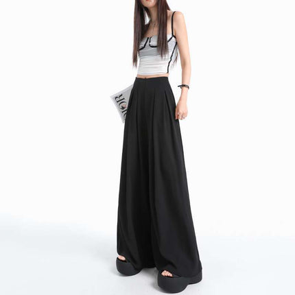 Wholesale Dropshipping Summer & Modern and Casual Lazy Style ~ Super Soft Black Suit High Waist Wide Leg Casual Pants