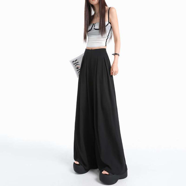 Wholesale Dropshipping Summer & Modern and Casual Lazy Style ~ Super Soft Black Suit High Waist Wide Leg Casual Pants