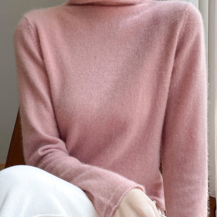Curled Pile Collar Wool Sweater Women's 100 Pure Wool Base Shirt Autumn and Winter New High Neck Cashmere Knitted Sweater