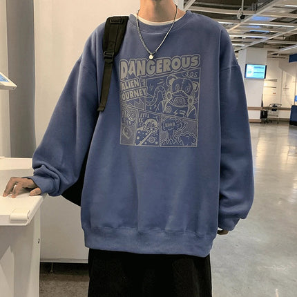 Sweatshirt Men's Spring and Autumn Loose Thin Round Neck Long Sleeve Hong Kong Style Trendy Brand Boys Couple's Casual Pullover Zhongshan Jacket
