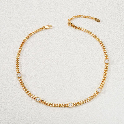 Lishan Versatile Bowknot Accessories Titanium Steel Metal Chain Series Layered Natural Stone Necklace Clavicle Chain for Women