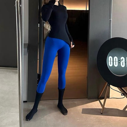 Hip King European and American New Upgraded Seamless Knit Low-Waist Peach Butt Long Pants Three-Section Waistband Fitness Pants