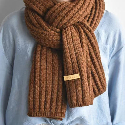Korean Ins Retro Warm Scarf Winter New Scarf Versatile Casual Neck Cover Cold-Proof Knitted Popular Scarf