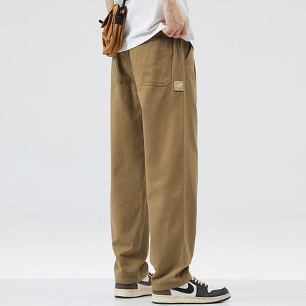 American Pure Cotton Cargo Pants Men's Loose Straight 2025 Spring, Autumn and Summer New Casual Sports Wide-Leg Long Pants