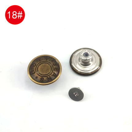 Wholesale In-Stock Waist-Cinching Button-Free Detachable Jeans Buttons, Eco-Friendly Buttons, Screw Metal I-Shaped Buckles