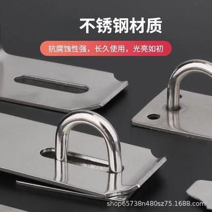 Stainless Steel Latch Lock Door Nose Wooden Door Surface-Mounted Bolt 90-Degree Right Angle Lock Plate Door Buckle Door Bolt Door Lock with Lock