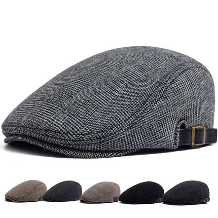 High-grade wool and woolen forward painter hat men's autumn and winter beret retro middle-aged and old peaked cap thick