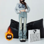 Nc61-1 retro matte blue velvet trousers / XS