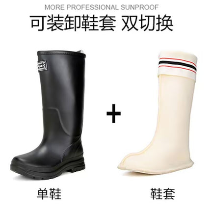 Nordic Rain Boots for Women, Korean High-Top Rain Boots, Rubber Shoes, Waterproof, Non-Slip, Water Shoes, Adult Water Boots, Wear-Resistant, Outdoor Functional