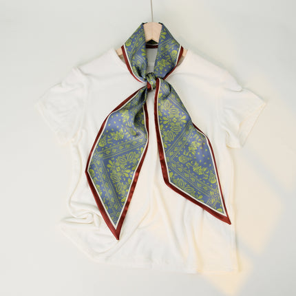 2025 European and American-style Beveled Silk Scarf Cross-border Silk Cashew Dot Long High-end Ribbon Scarf Women's Belt