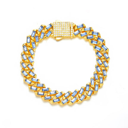 Amazon New Blue T Square Diamond Cuban Chain 13mm Men's Heavy Industry Miami Necklace Jewelry Cross-border Exclusive