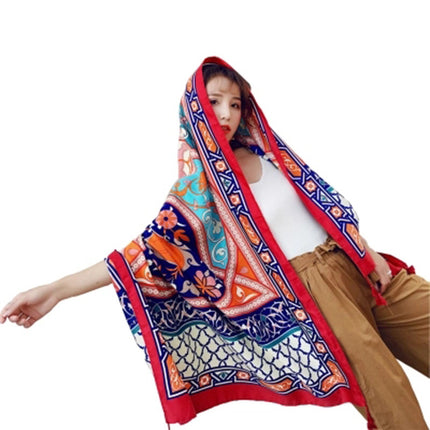 Ethnic Style Scarf, Sun Protection Shawl for Women, Yunnan Qinghai Grassland Travel Wear Silk Scarf, Seaside Beach Towel, Thin Style