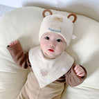Round-eared bear beige + triangle towel / 1-12 months 38-46cm