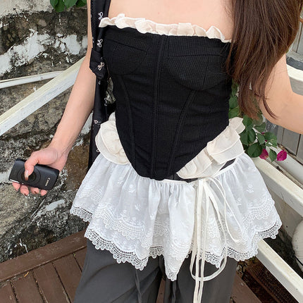 Clothing Store South Korea Dongdaemun Korean Style White Embroidered Three-Layer Cotton Lace Mesh Fart Curtain Women's Spring and Autumn Skirt
