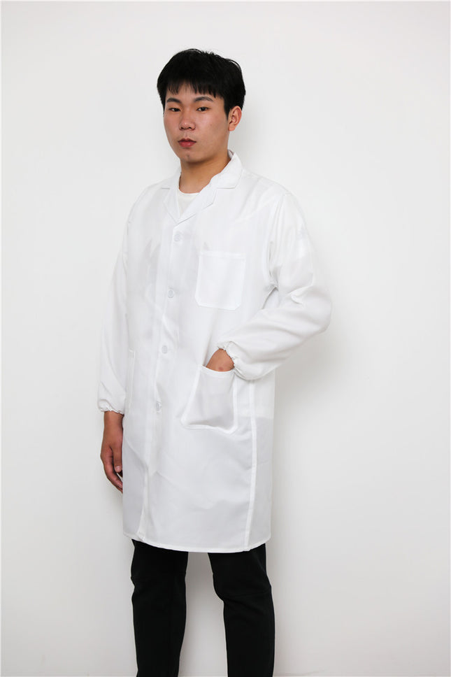 Double-Needle Stitched White Uniform Coat, Food-Grade White Coat, Kitchen Coat, Thickened and Reinforced White Coat, Workwear
