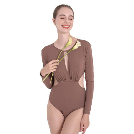 2022 New Internet Celebrity Same Style Conservative Color Block Belly Covering One-Piece Sexy Swimsuit Women's Tight Backless Hot Spring Swimsuit
