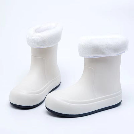 Cute Korean-style Cartoon Rain Boots Women's Velvet Cotton Non-slip Waterproof Shoes Student Warm Rain Boots Short Tube Outdoor Water Boots