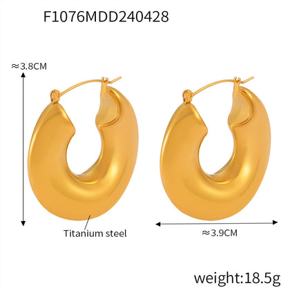 European and American Star Internet Celebrant Same Style Earrings Fashionable Titanium Steel Thick Ring Simple Design All-match Fashionable C- shaped Earrings