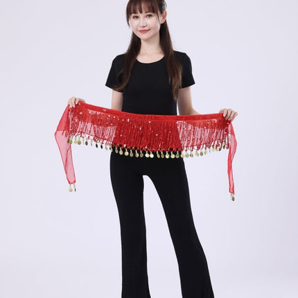 HALLOWEEN Hip for Belly Dance Indian Dance Performance Waist Chain with Belt Skirt Waist Towel Sequins Tassel
