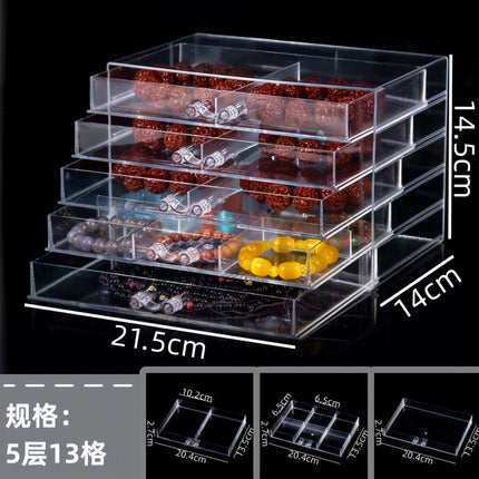 Jewelry Storage Box Large Capacity Multi-Layer Earrings Necklace Compartment Box Anti-Oxidation Drawer Acrylic Storage Box
