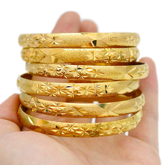 Wholesale cross-border Xiyin TEMU men's and women's 8mm Vietnam sand gold buckle open car flower bracelet vacuum plating color retention