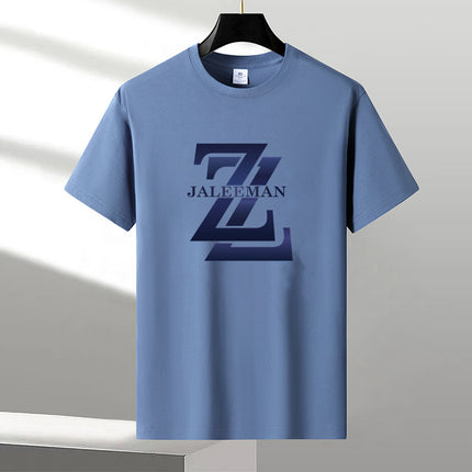 New Heavy Men's Fashion Pure T-Shirt Cotton Letter All-match Breathable Short Sleeve Round Neck Fashion Loose Printed Half Sleeve