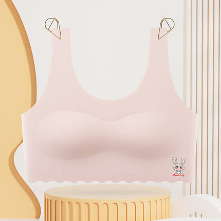 Cute Cartoon Traceless Junior High School Students Developmental Girls' Underwear Breathable Girls' Beautiful Back Anti-bump Girls' Bra