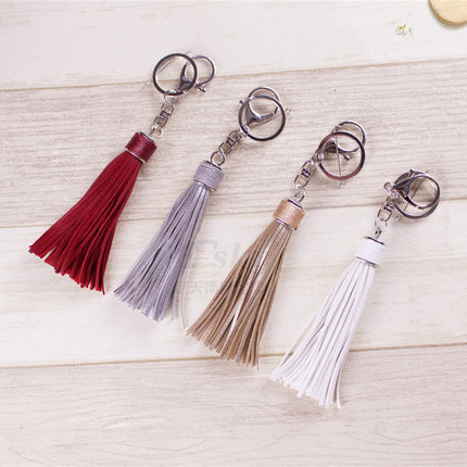 Wax line alloy gift leather tassel car key chain women's bag pendant key chain jewelry Amazon diy