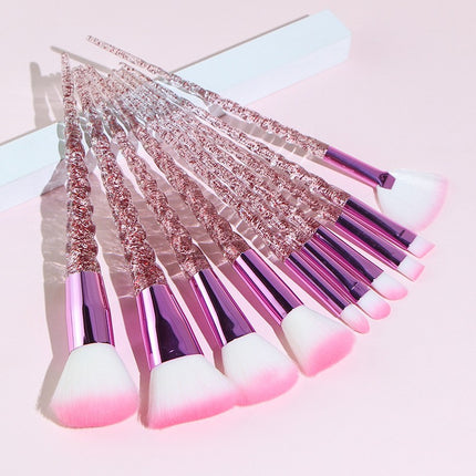 10 Pcs Threaded Makeup Brush Unicorn Makeup Brush suit Multifunctional Full Set Beauty Brush Makeup Tools