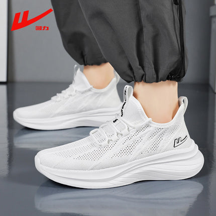 Huili Men's Shoes New Breathable sneaker Mesh Student Running Men's Fashionable Shoes Light Soft Sole Autumn White Shoes