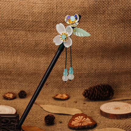 Antique Hairpin Tassel Step Wooden Hairpin Imitation Ebony Headwear Disc Hair Han Clothes Accessories Hair-pulled Ancient Clothes Hair Women