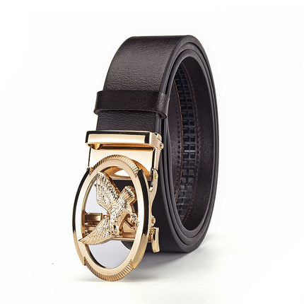 Men's Genuine Leather Belt with Alloy Automatic Buckle, High-End Cowhide Belt, Men's Accessory, Pants Belt, Cross-Border Trade