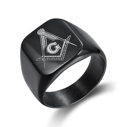 European and American Retro Ins Style Men's Titanium Steel Jewelry Cast Masonic Ring Stainless Steel Ring Ring