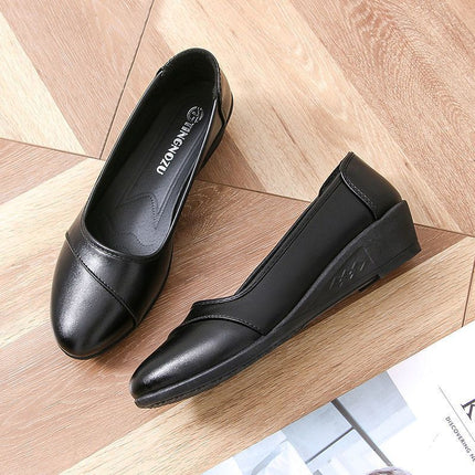 Soft Leather Shoes, Mother's Shoes, Women's Work Leather Shoes, New Style Slip-On Comfortable Middle-Aged Shoes