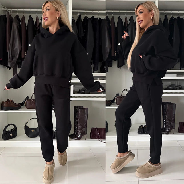 2026 Amazon European and American New Trendy Fashion Set for Women, Long-Sleeve Hooded Sweatshirt and Jogger Pants Two-Piece Set for Women